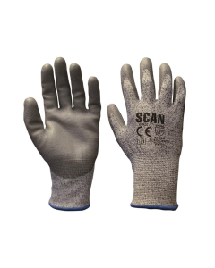 Scan Grey PU Coated Cut 5 Gloves