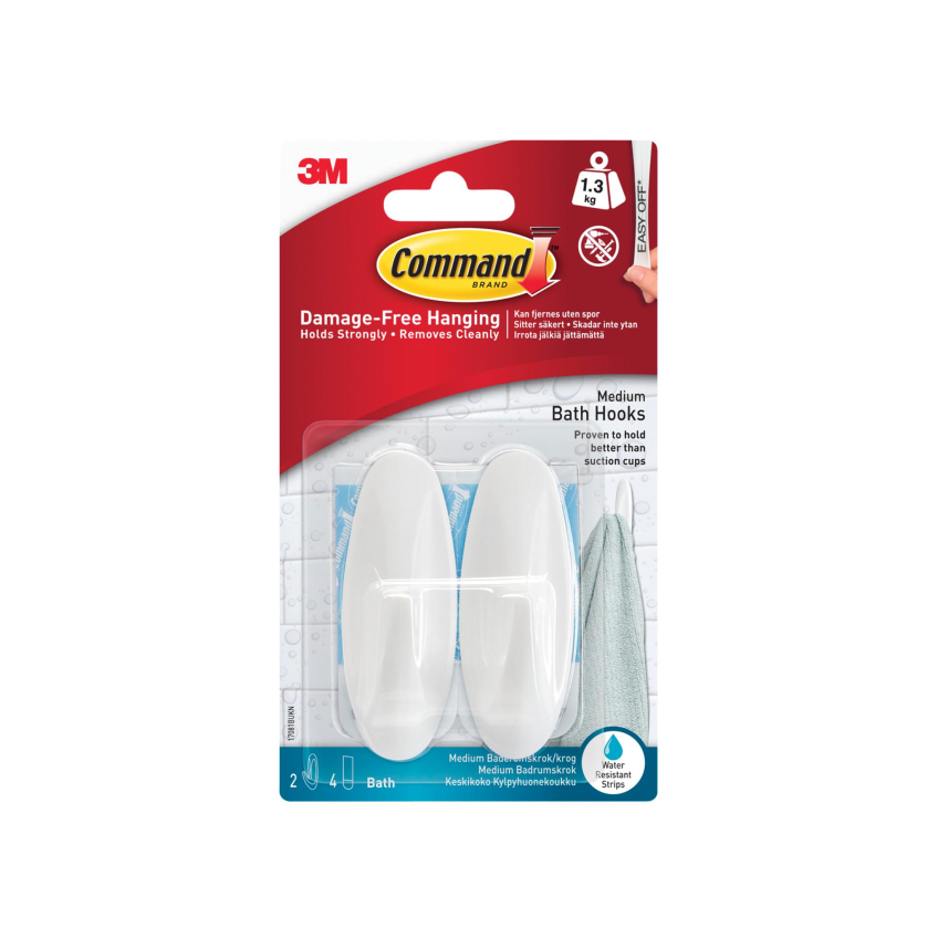 Command™ Medium Bathroom Hooks (Pack 2)