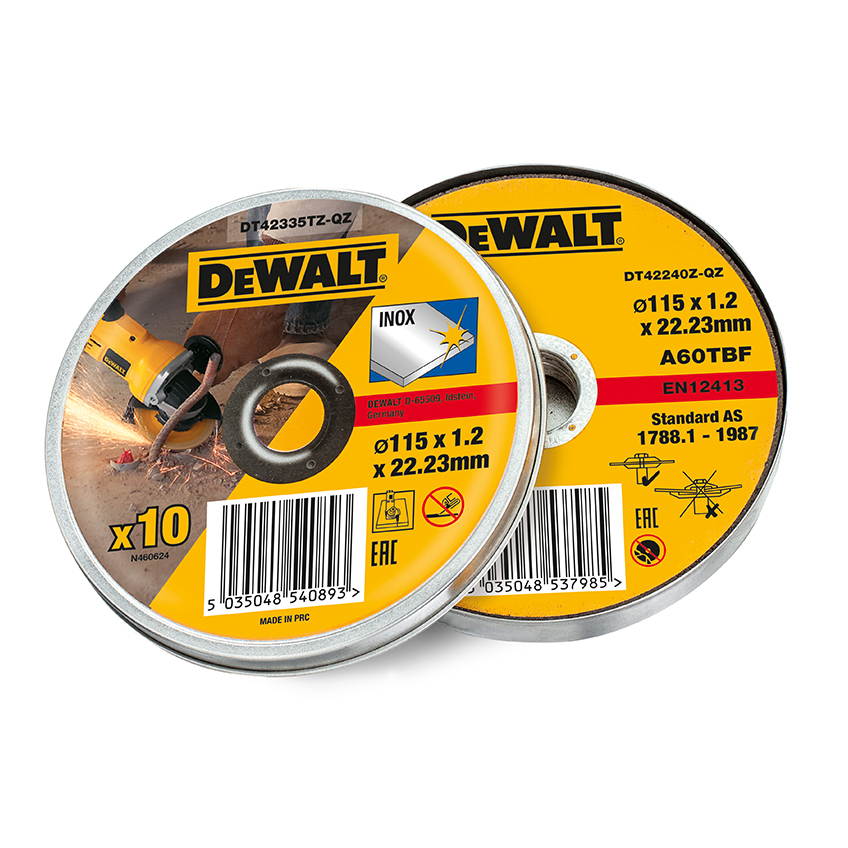 DEWALT DT42335TZ Inox Metal/Stainless Cutting Disc 115 x 1.2 x 22.23mm (Tin of 10)