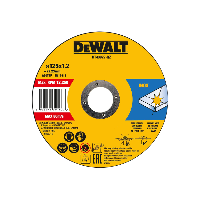 DEWALT Metal Cutting Disc 125 X 1.2 X 22.23mm