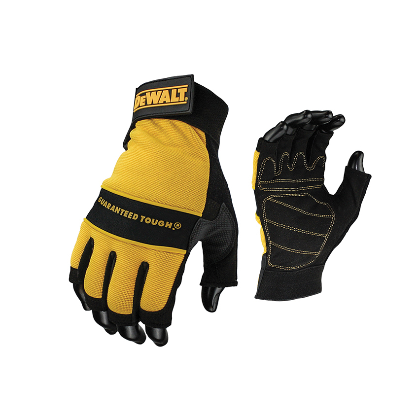 DEWALT Fingerless Synthetic Padded Leather Palm Gloves - Large