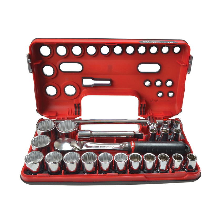 Facom 1/2in Drive 12-Point Detection Box Socket Set, 22 Piece
