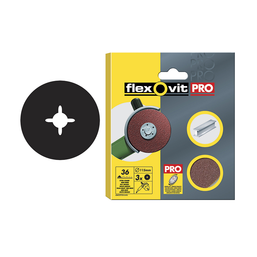 Flexovit Aluminium Oxide Fibre Disc 125mm Fine 80G (Pack 3)