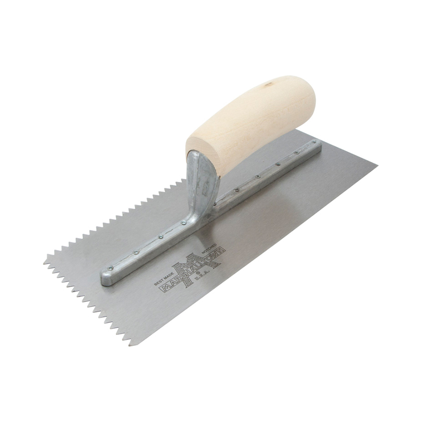 Marshalltown M701S Notched Trowel V 3/16in Wooden Handle 11 x 4.1/2in