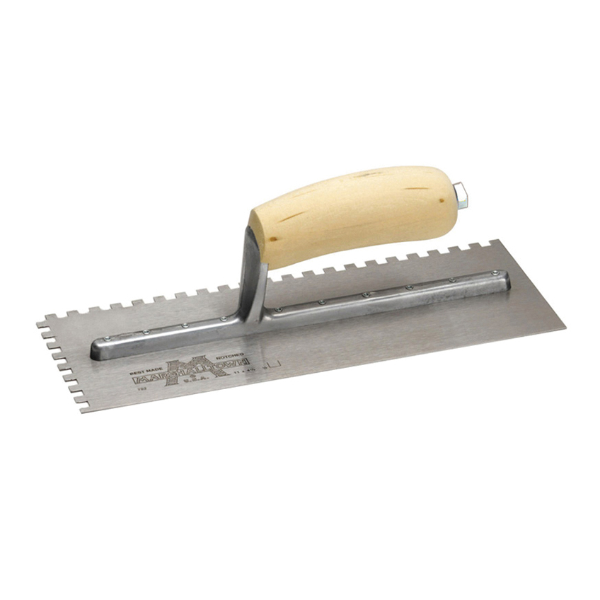 Marshalltown M702S Notched Trowel Square 1/4in Wooden Handle 11 x 4.1/2in