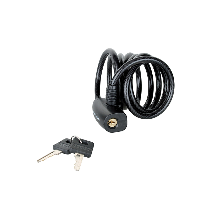 Master Lock Black Self Coiling Keyed Cable 1.8m x 8mm