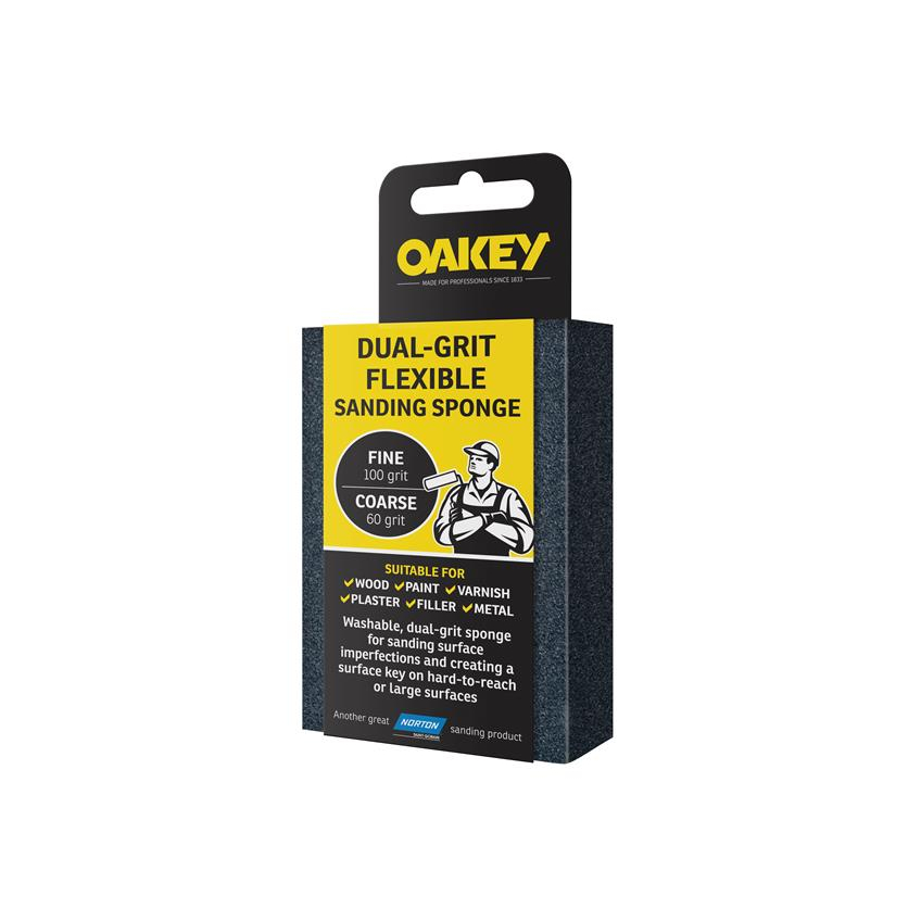 Oakey Dual-Grit Flexible Sanding Sponge