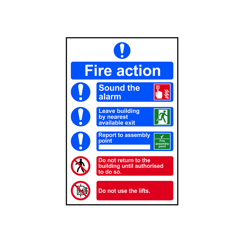 Scan Fire Action Procedure, Style 2 - PVC Sign 200 x 300mm