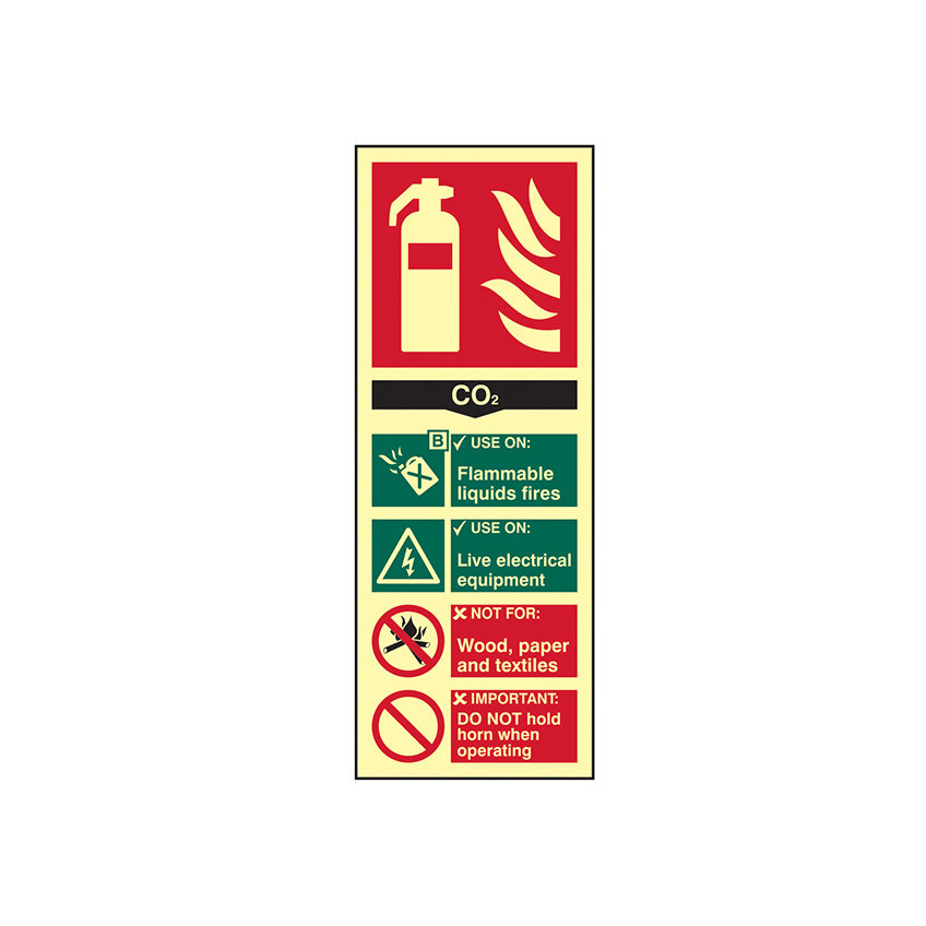 Scan Fire Extinguisher Composite CO2 - Photoluminescent 75 x 200mm