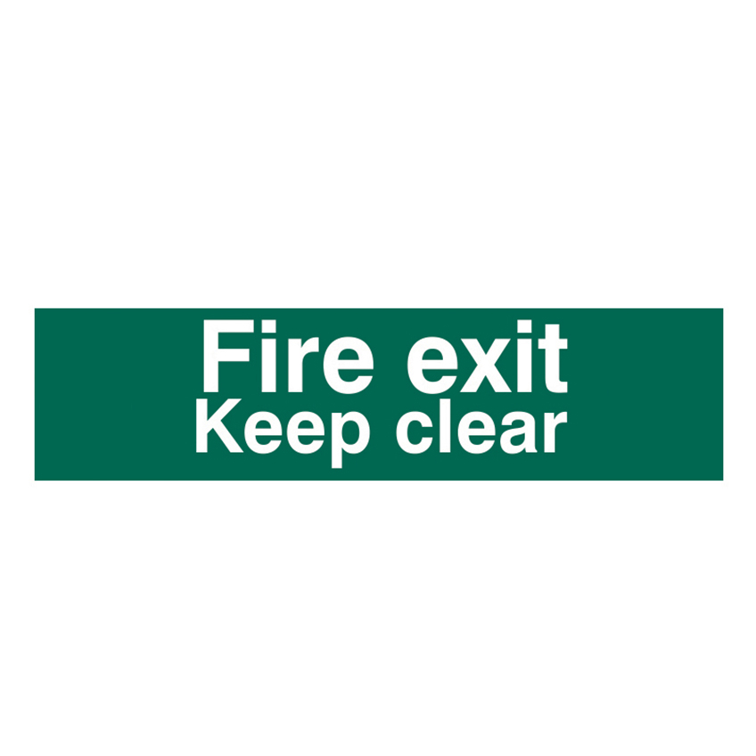 Scan Fire Exit Keep Clear Text Only - PVC Sign 200 x 50mm