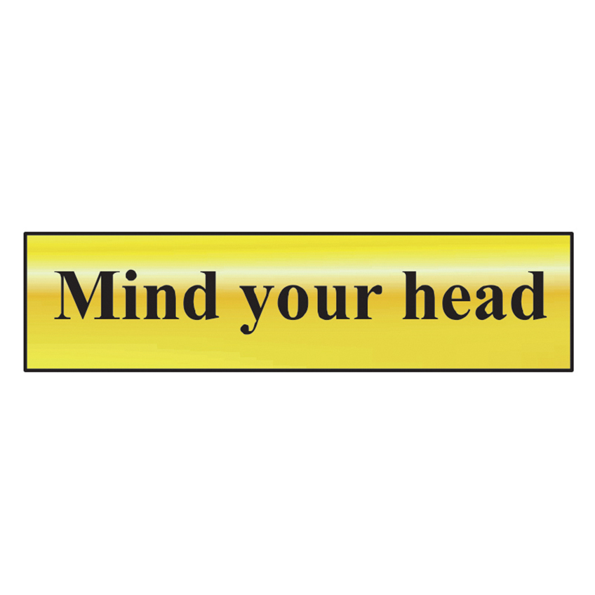 Scan Mind Your Head - Polished Brass Effect 200 x 50mm