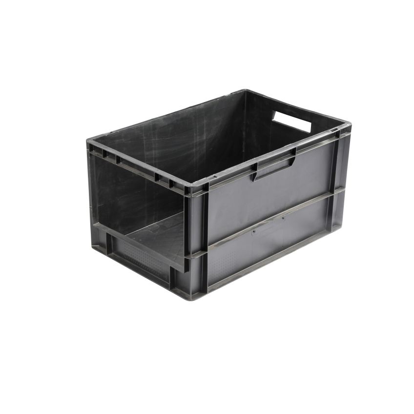 60 LTR. OPEN FRONTED EURO CONTAINERL600xW400xH320MM - BLACK - PACK OF 2