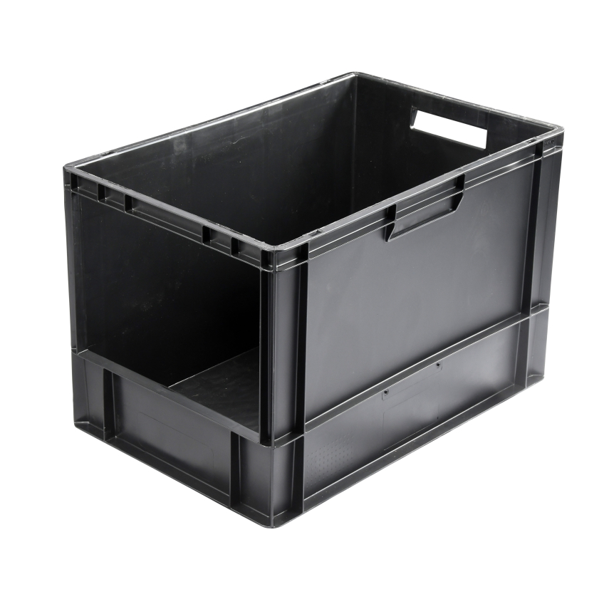 76 LTR. OPEN FRONTED EURO CONTAINERL600xW400xH400MM - BLACK - PACK OF 2